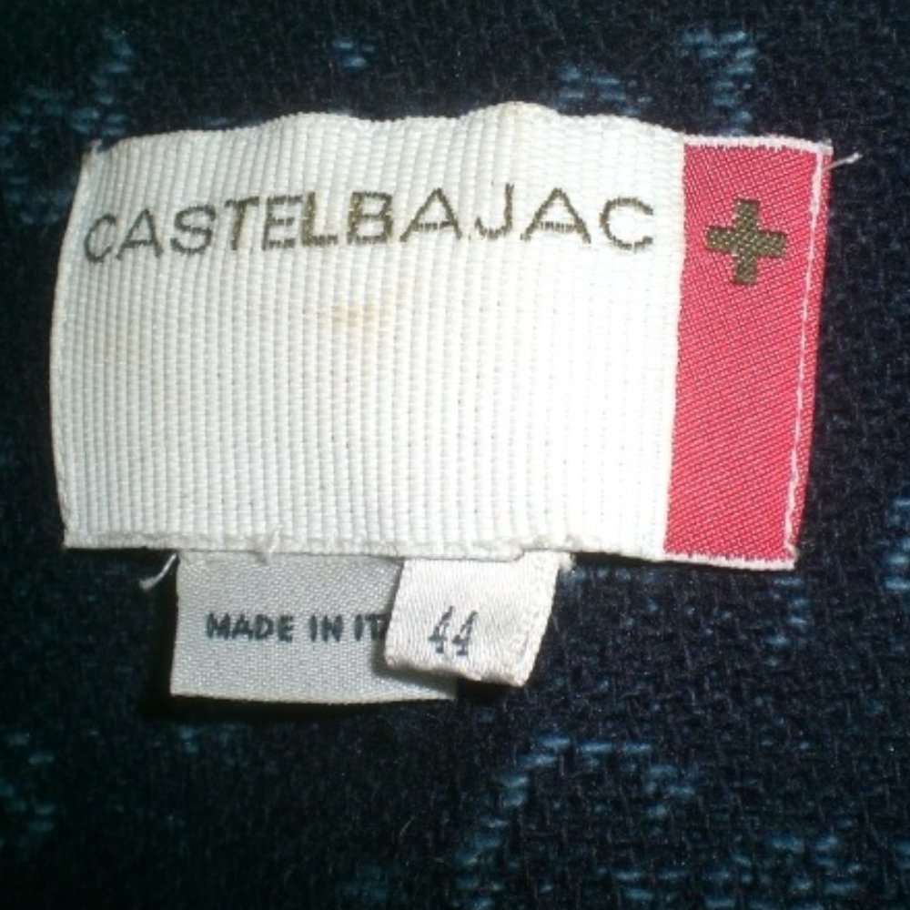 CASTELBEJAC Italy high neck or collared BLUE snap DENIM JACKET i44 L vintage - Picture 6 of 6